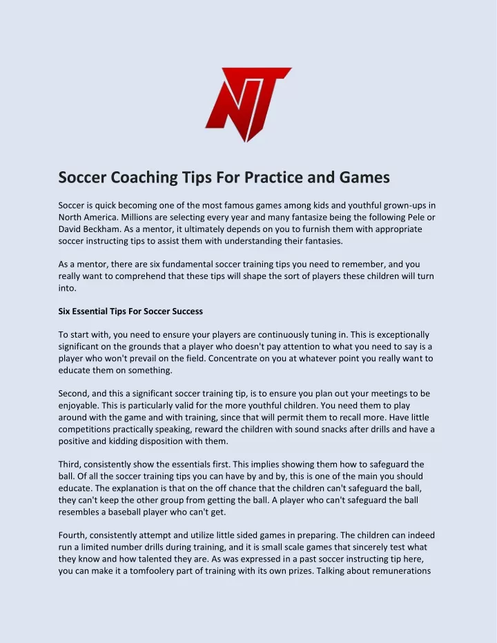 soccer coaching tips for practice and games