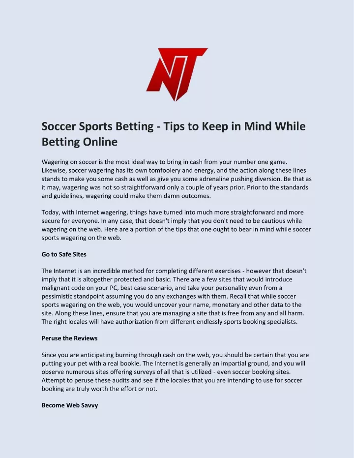 soccer sports betting tips to keep in mind while