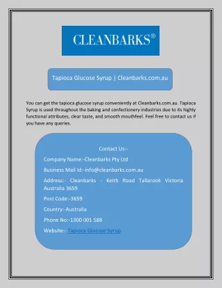 tapioca glucose syrup cleanbarks com au