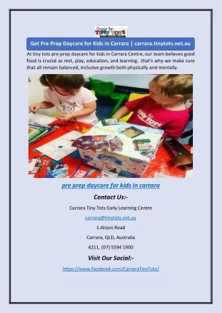 get pre prep daycare for kids in carrara carrara
