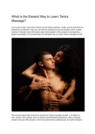 what is the easiest way to learn tantra massage