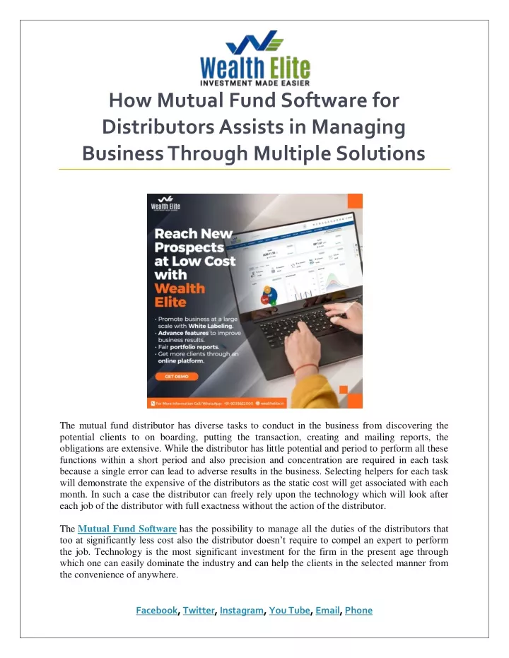 how mutual fund software for distributors assists