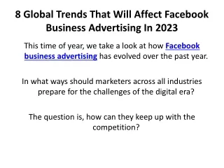 8 Global Trends That Will Affect Facebook Business Advertising In 2023