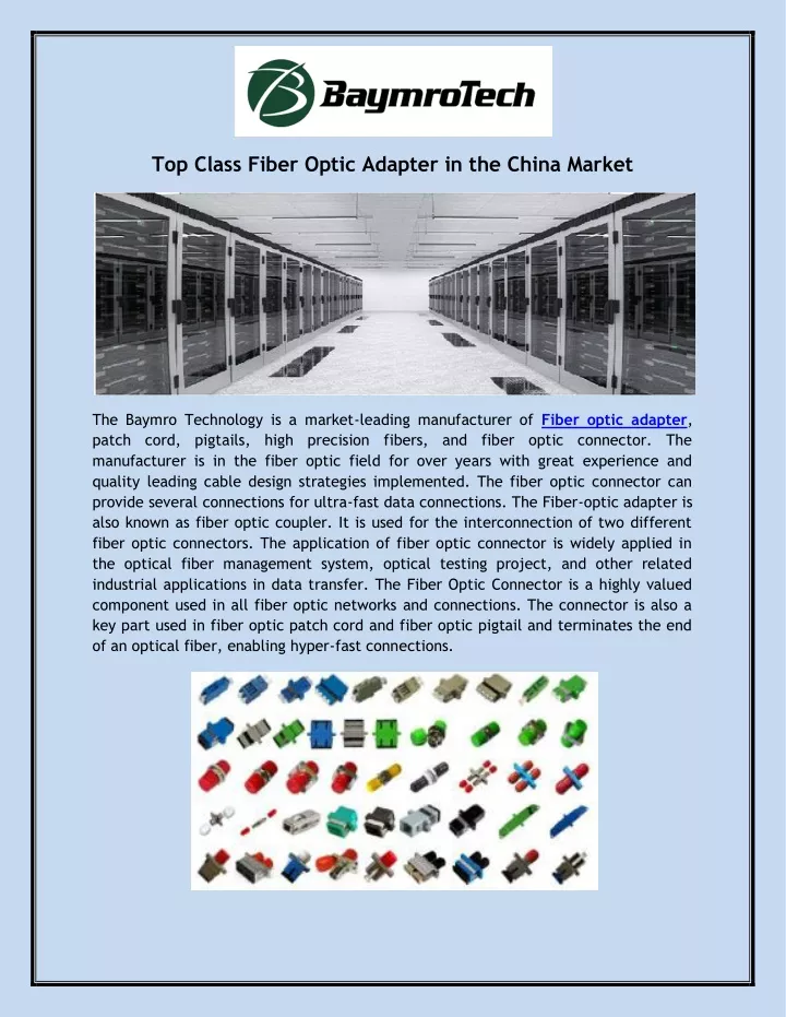 top class fiber optic adapter in the china market