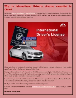 Why is International Driver’s License essential in Chile
