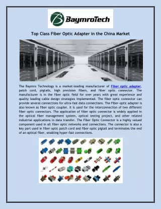 Top Class Fiber Optic Adapter in the China Market