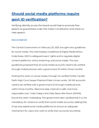 Should social media platforms require govt ID