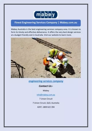 Finest Engineering Services Company | Mabey.com.au