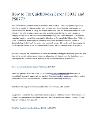 how to fix quickbooks error ps032 and ps077