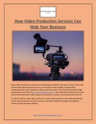 How Video Production Services Can Help Your Business