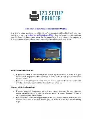 What to do When Brother Setup Printer Offline