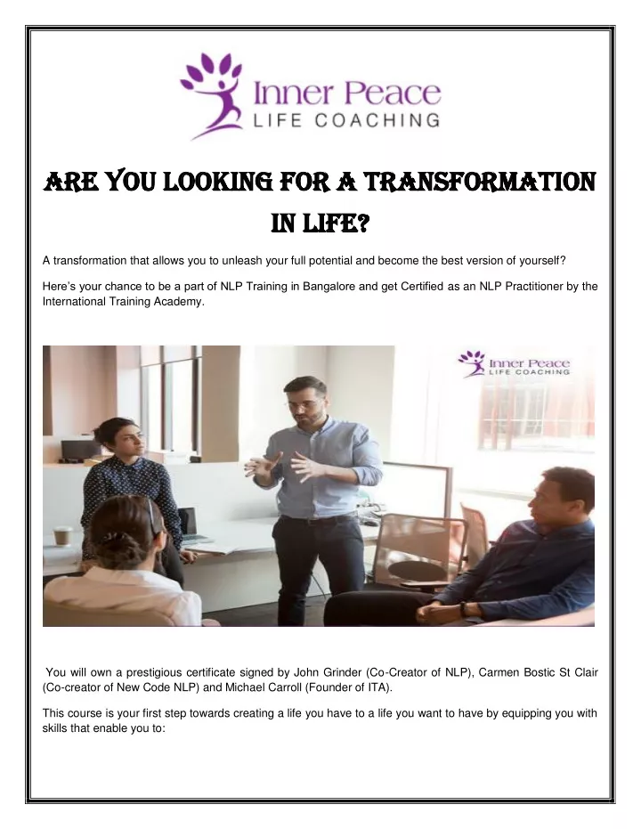 are you looking for a transformation