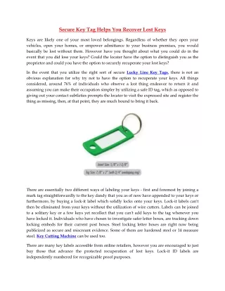 secure key tag helps you recover lost keys