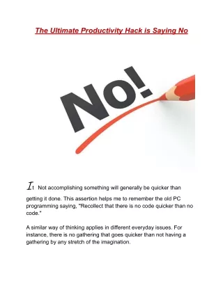 The Ultimate Productivity Hack is Saying No