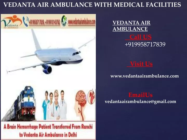 vedanta air ambulance with medical facilities