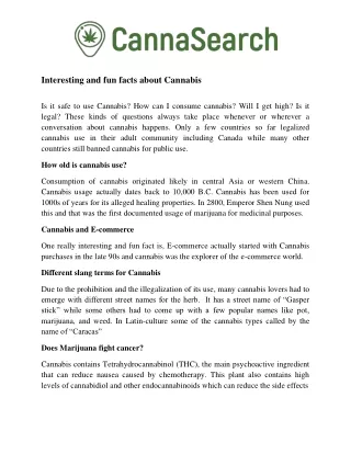 interesting and fun facts about cannabis