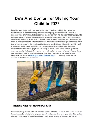 Do's And Don'ts For Styling Your Child In 2022