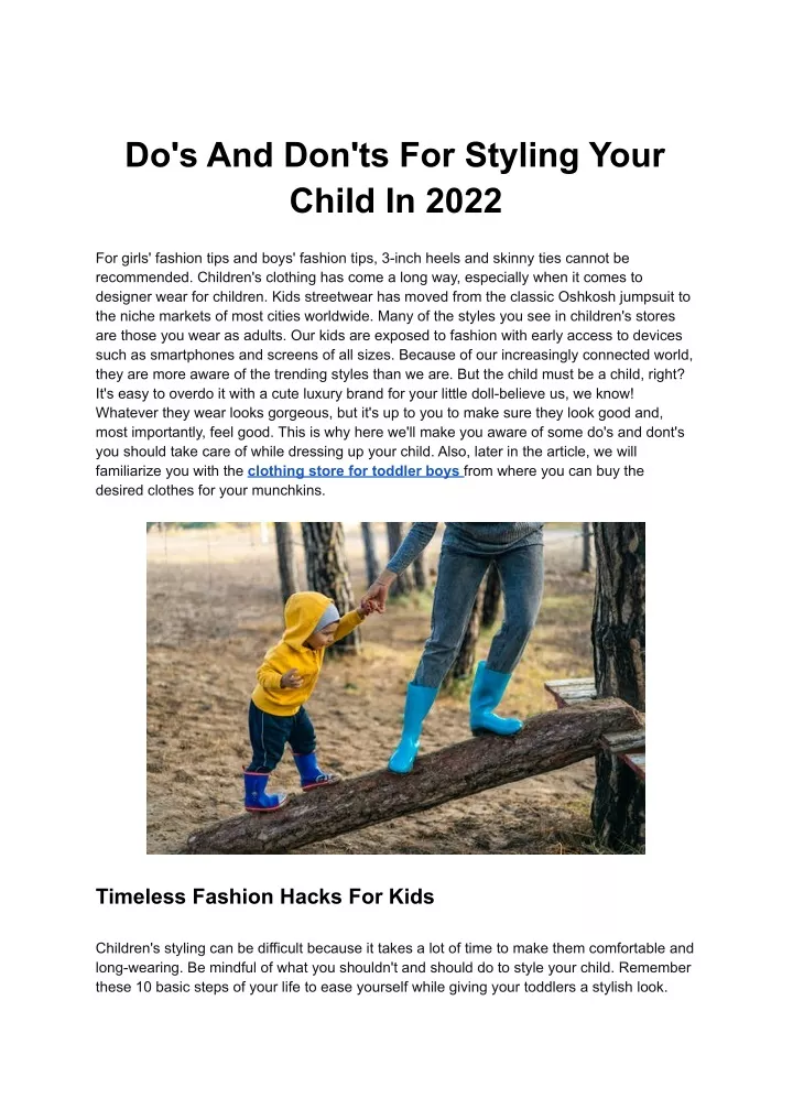 do s and don ts for styling your child in 2022