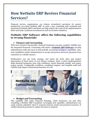 How NetSuite ERP Revives Financial Services?