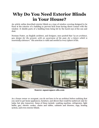 Why Do You Need Exterior Blinds in Your House_