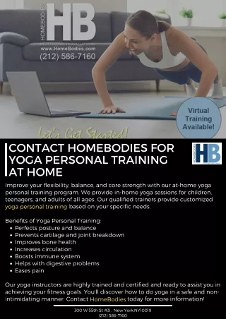 Contact HomeBodies For Yoga Personal Training at Home
