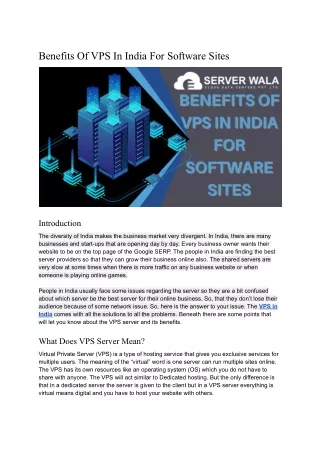 benefits of vps in india for software sites