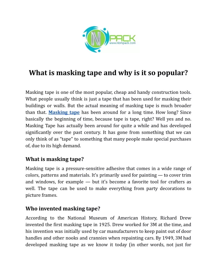 what is masking tape and why is it so popular