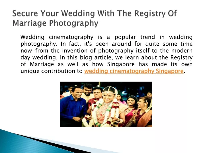 secure your wedding with the registry of marriage photography