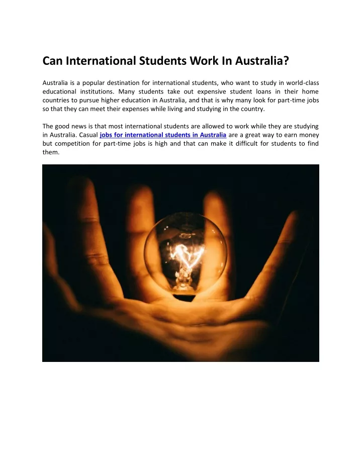 can international students work in australia