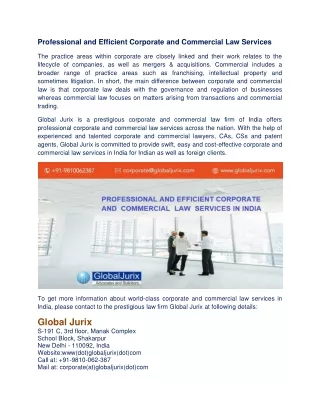 Professional and Efficient Corporate and Commercial Law Services