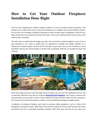 How to Get Your Outdoor Fireplaces Installation Done Right
