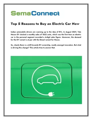 Top 5 Reasons to Buy an Electric Car Now