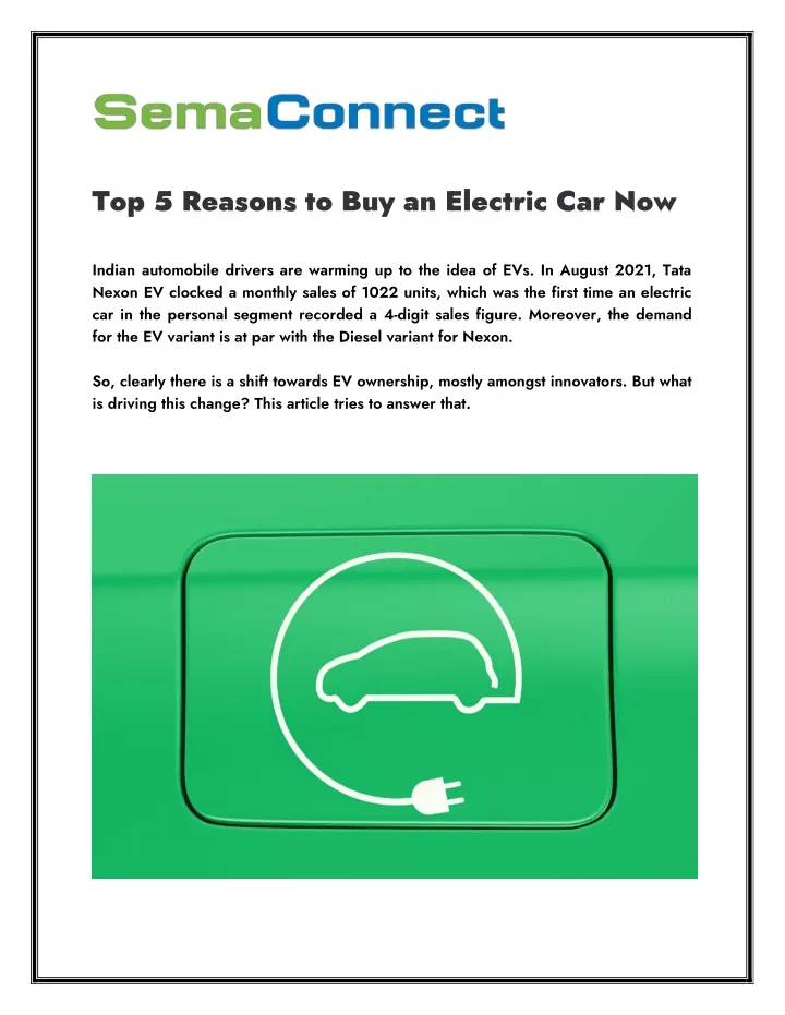 top 5 reasons to buy an electric car now indian