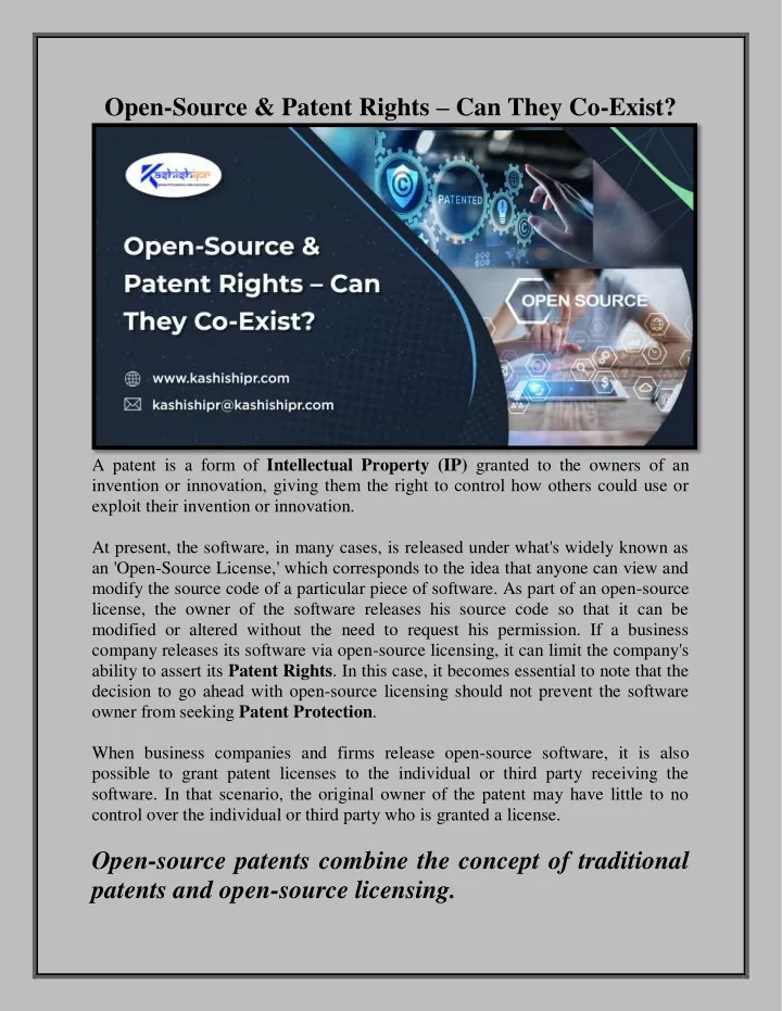 open source patent rights can they co exist