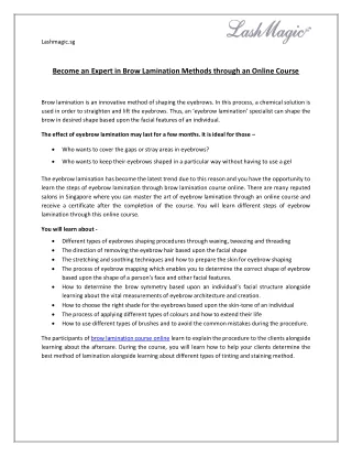 Become an Expert in Brow Lamination Methods through an Online Course