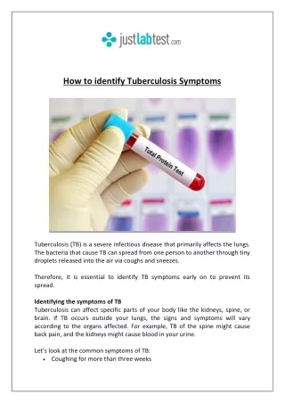 How to identify Tuberculosis Symptoms