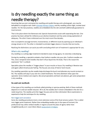 Is dry needling exactly the same thing as needle therapy