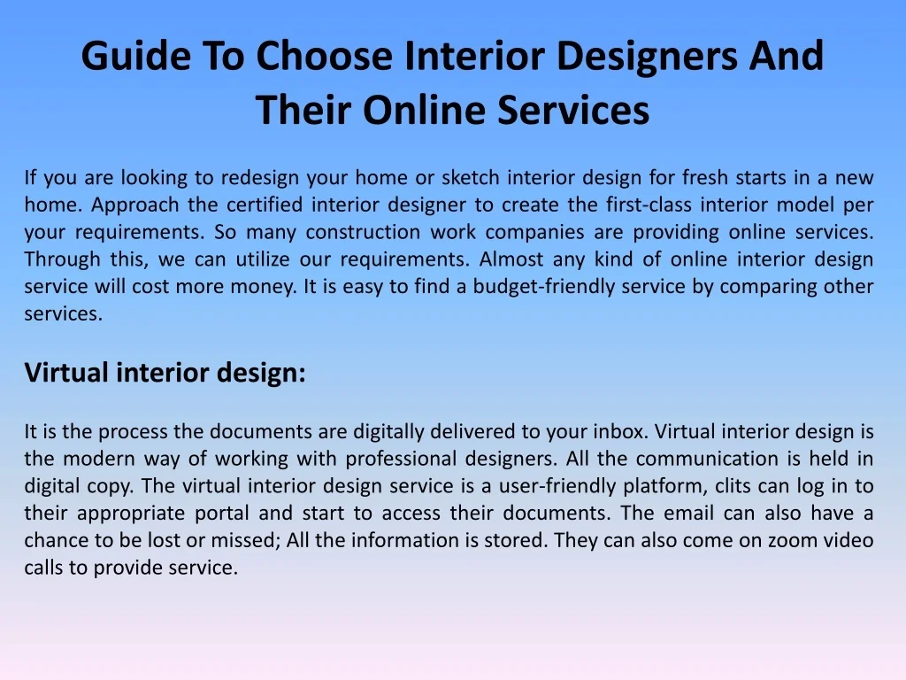 PPT - Guide To Choose Interior Designers And Their Online Services ...
