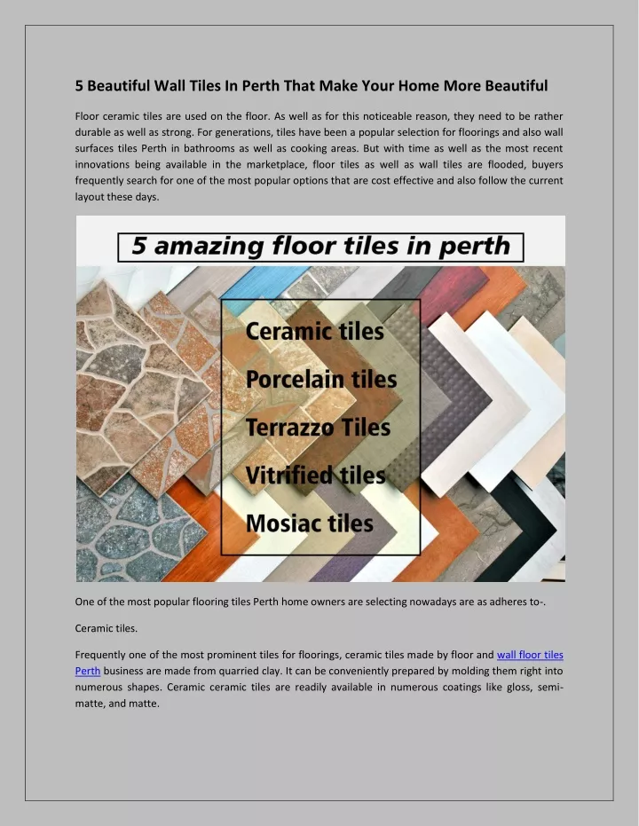 5 beautiful wall tiles in perth that make your