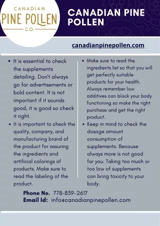 What are all things you should watch out for while buying pine pollen health sup