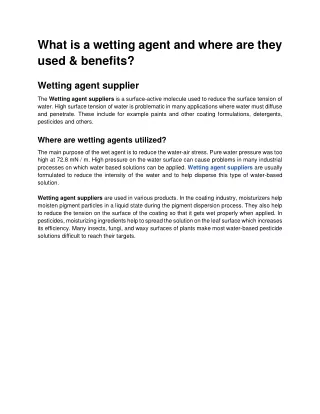 what is a wetting agent and where are they used