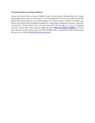 Need Urgent Boiler Servicing in Shefford?