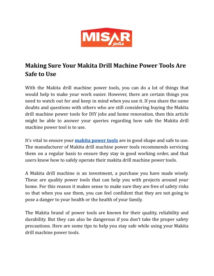 making sure your makita drill machine power tools
