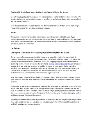dealing with skin related issues quality of your