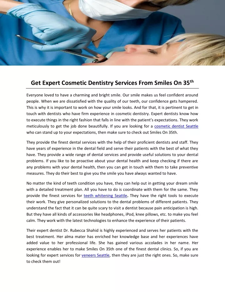 get expert cosmetic dentistry services from