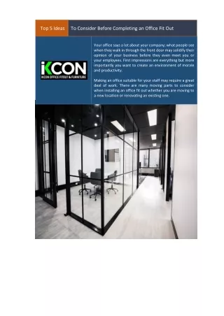 Top 5 Ideas to Consider Before Completing an Office Fit Out - IKCON