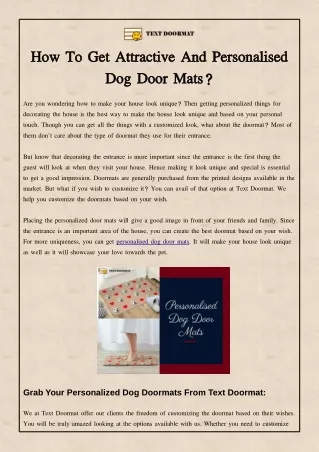 How To Get Attractive And Personalised Dog Door Mats?