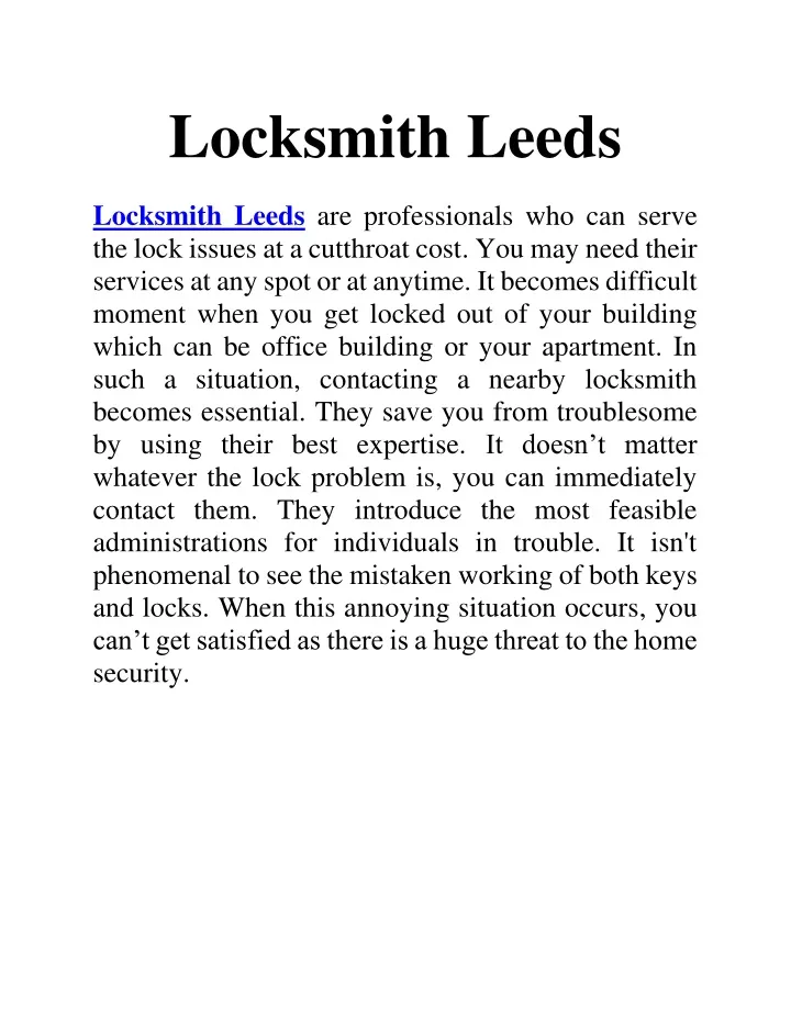 locksmith leeds