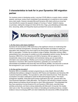 3 characteristics to look for in your Dynamics 365 migration partner