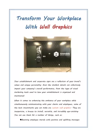 Transform Your Workplace With Wall Graphics